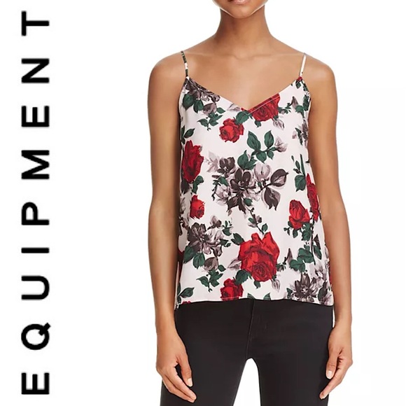 Equipment Layla Floral Silk Camisole Top Size Small Rose Floral Print Blouse - Picture 1 of 12